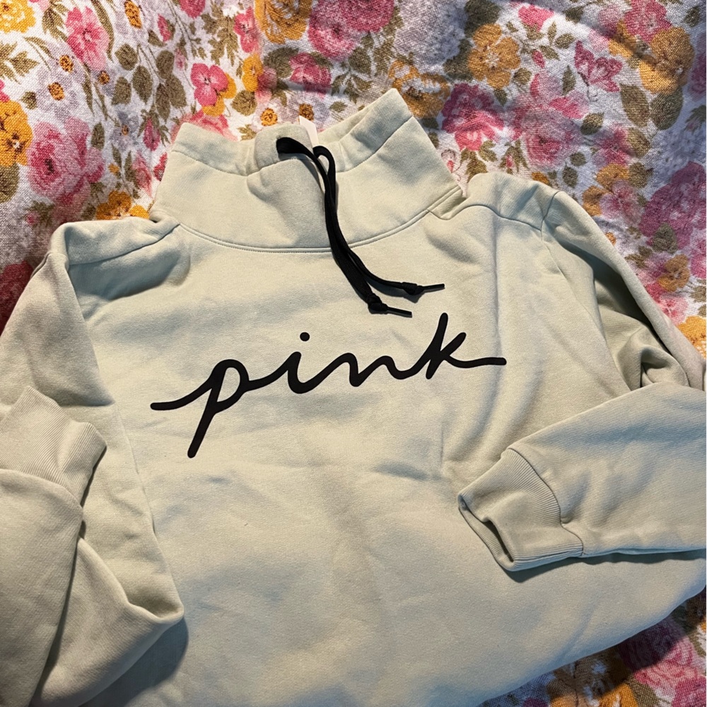 seafoam green PINK cowl sweatshirt